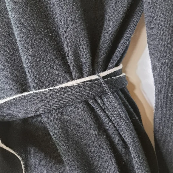 L'AGENCE Black and White Ronny Piped Wool and Cotton Cardigan Size XS - Picture 7 of 12